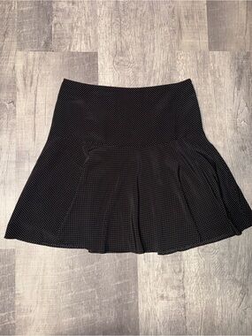 Lauren Ralph Lauren Black White Polka Dot Pleated Flared Lined Skirt 6P